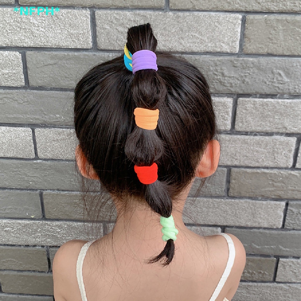 Set 30 Dây Buộc Tóc Cao Su Co Giãn Màu Trơn Dễ Thương Cho Bé Gái Mới