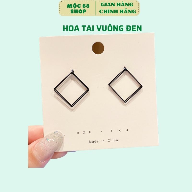 Bông Tai, Khuyên Tai Hình Vuông Màu Đen Phong Cách Hàn Quốc Mộc 68 Shop