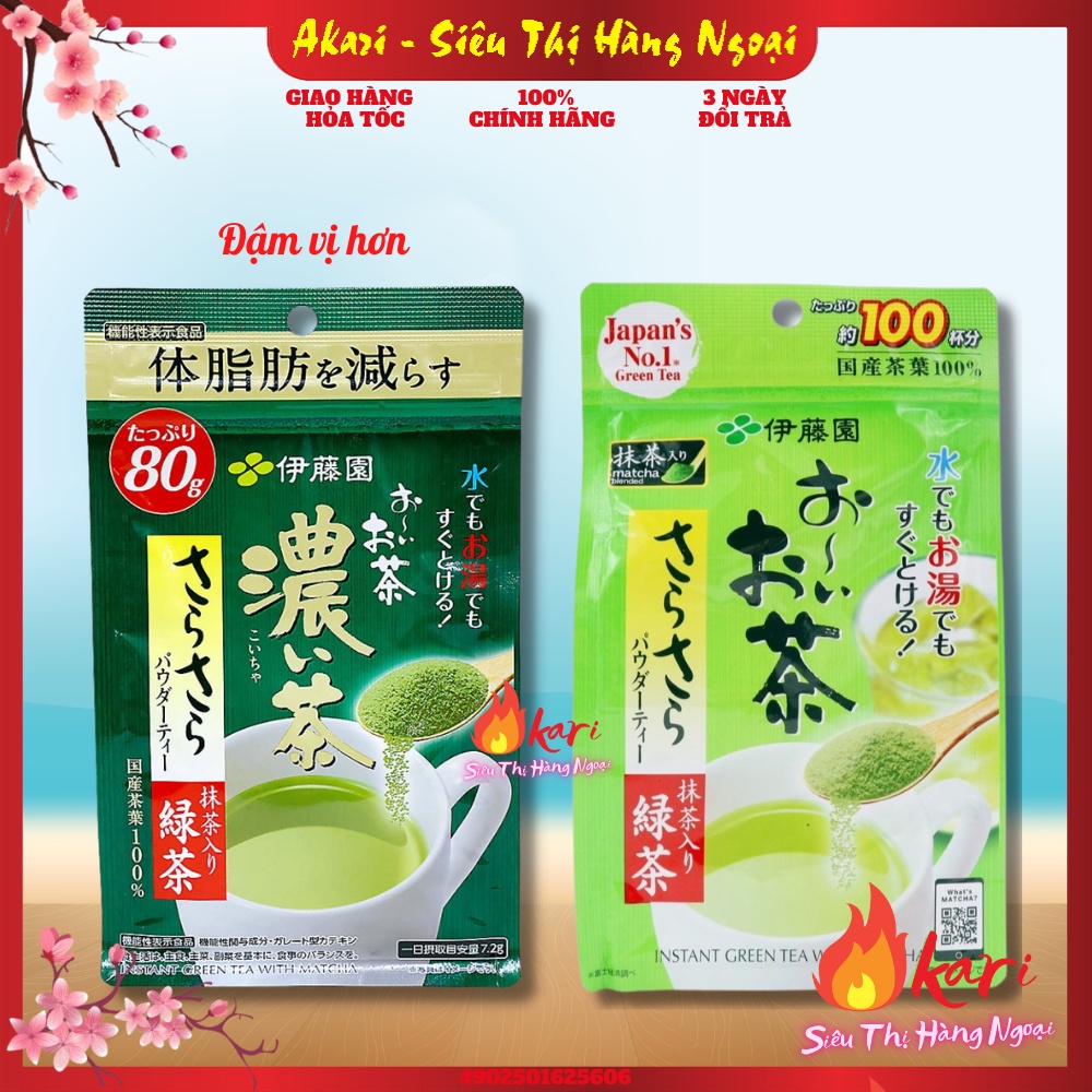 Bột trà xanh matcha nguyên chất 100% ITOEN đậm vị gói 40g, 50g, 80g nội địa Nhật Bản