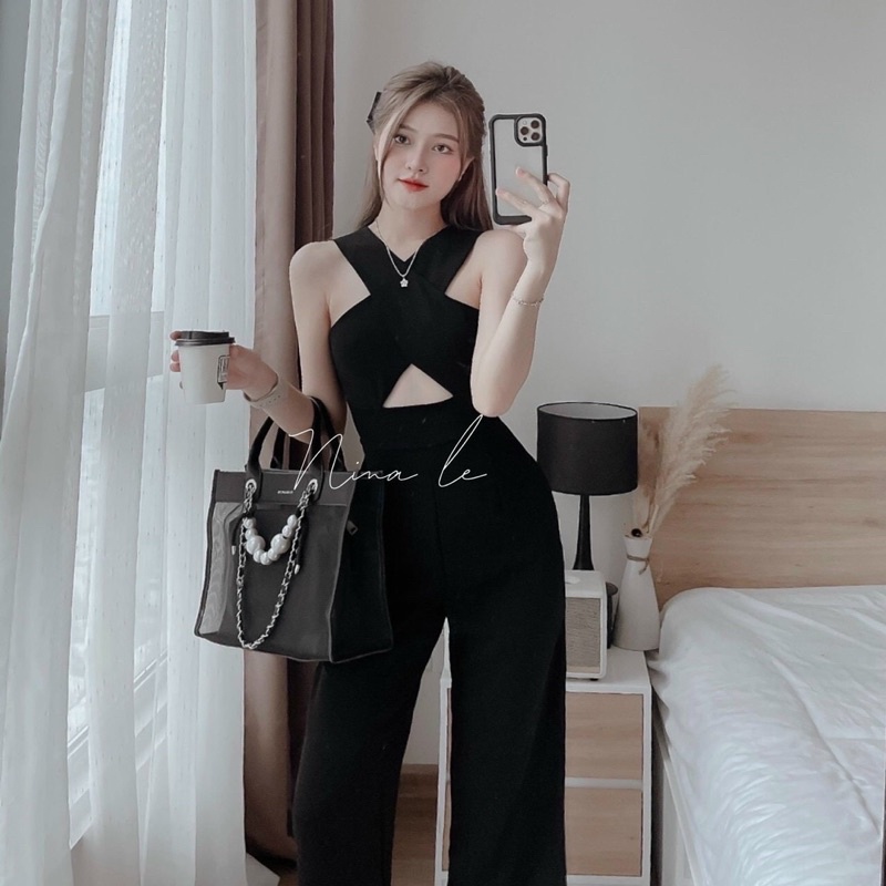 Jum Quần Dài Phối Chữ X Khoét Eo Cá Tính S39