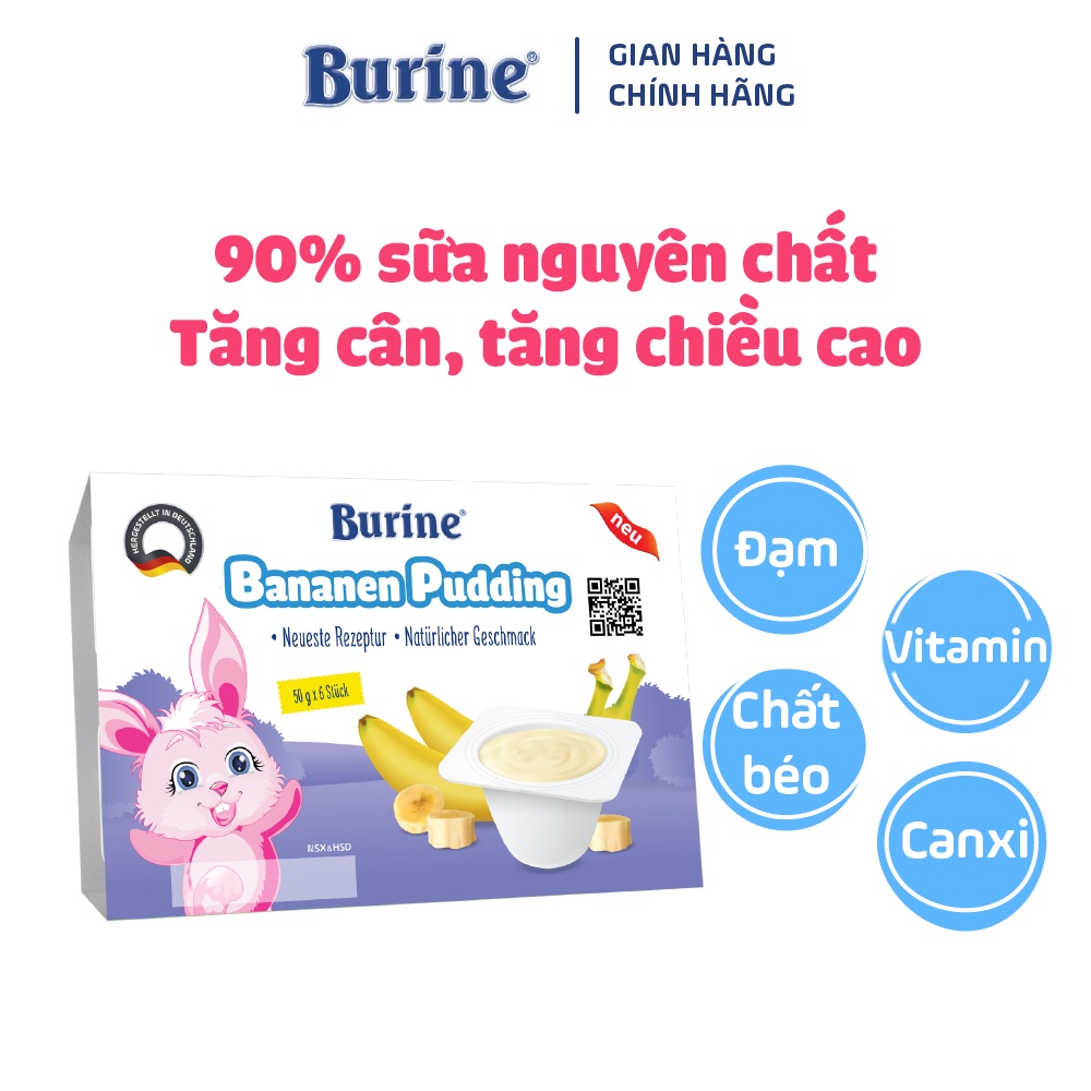 Combo 4 Vỉ Pudding Ăn Dặm Burine Vị Chuối Dành Cho Trẻ Từ 6 Tháng Tuổi - Cung Cấp Vitamin, Dưỡng Chất Bổ Sung Năng Lượng