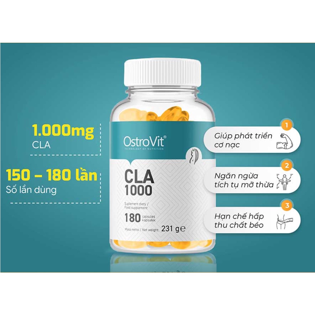 [GIÁ TỐT NHẤT] OSTROVIT CLA 1000 180 VIÊN | Viên Uống Hỗ Trợ Kiểm Soát Cân Nặng