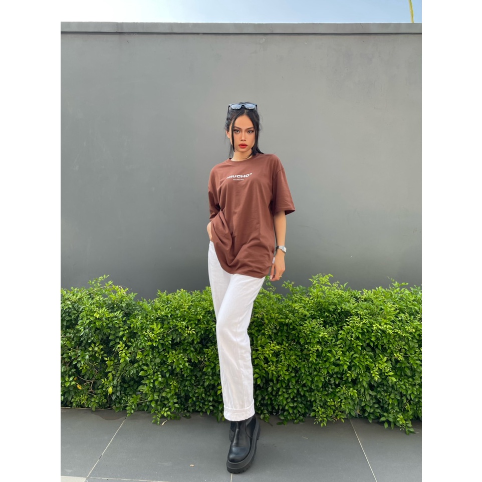 Áo thun form rộng nam ATD96 Unisex chất vải cotton Miucho in typography
