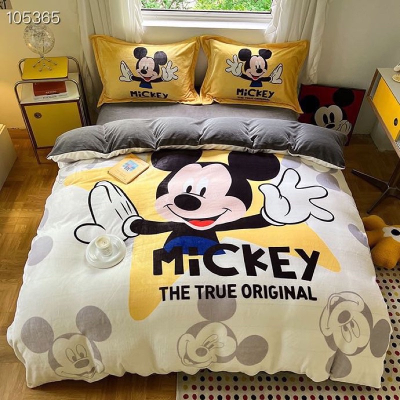 Set ga nỉ nhung disney IGUN BEDDING hoạ tiết hoạt hình siêu đáng yêu