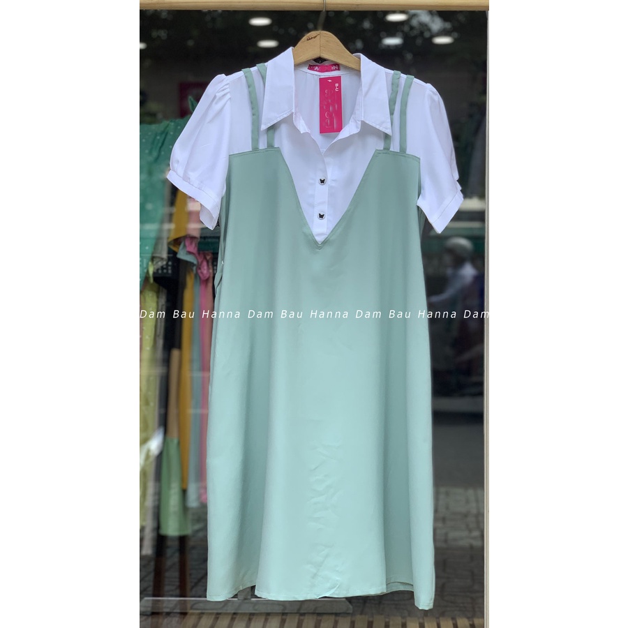 [HANNA 40-80kg] Đầm bầu công sở suông mặc bầu và sau sinh vải lụa cotton cao cấp thoáng mát mùa hè không nhăn