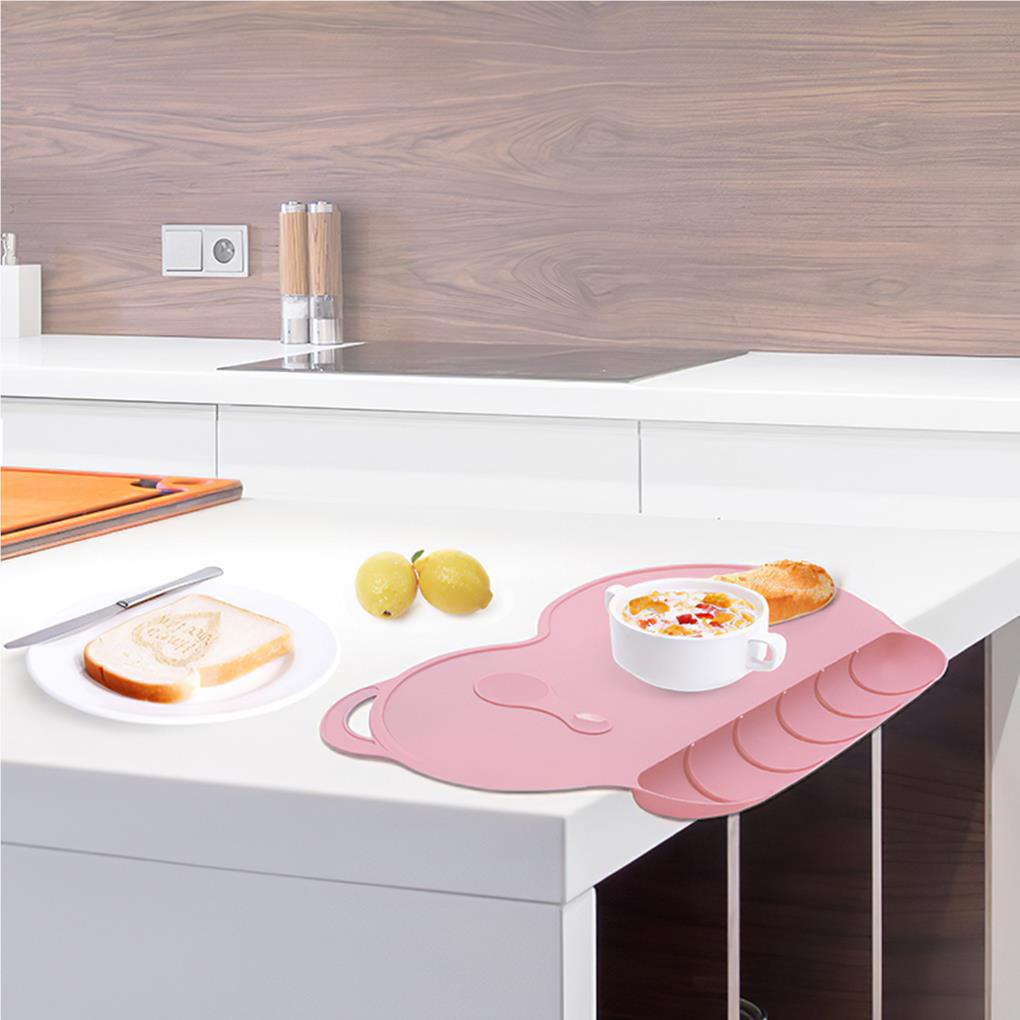 Tấm Lót Bàn Ăn Bằng Silicon Màu Trơn Chống Trượt Linh Hoạt Tiện Dụng Cho Bé