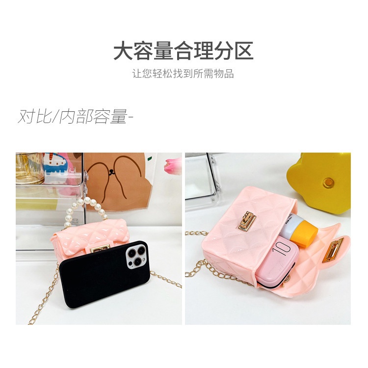 JASMIN NOIR PVC nữ dây đeo túi thời trang ngọc trai túi lật nắp