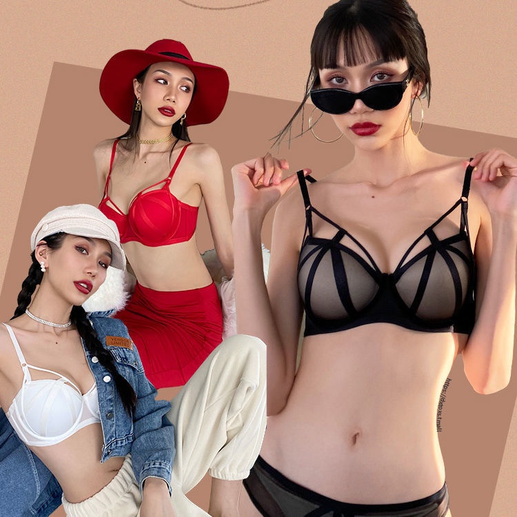 Bộ đồ lót ren nội y lingerie dáng croptop - áo bralette corset có gọng mút độn xuyên thấu gợi cảm