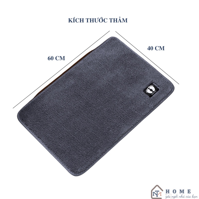 Thảm lau chân thấm nước- Thảm len siêu thấm hút, chống trơn trượt, KT 40x60cm