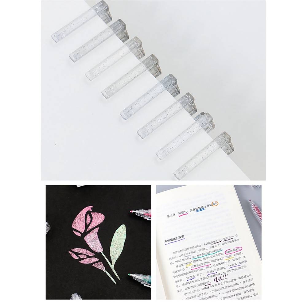 Set 8 Bút Mực Nước Ánh Kim Nhiều Màu Sắc