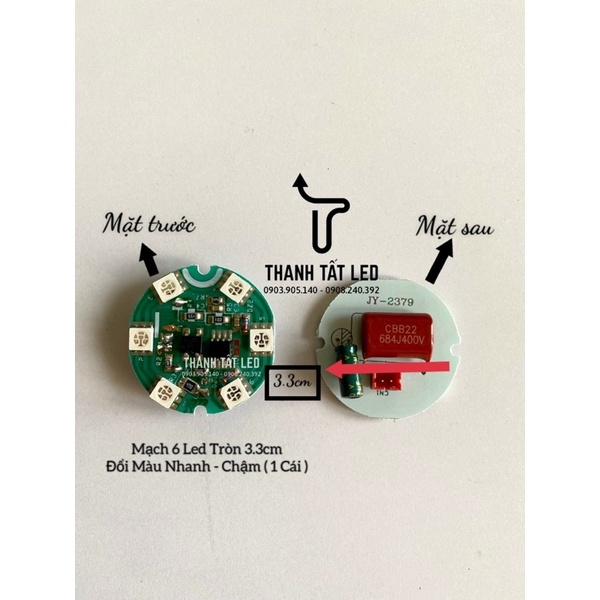 ✨ Bo mạch led đổi màu dùng cho tất cả đèn thờ pha lê 1 Cái Bo 6 Led Tròn 3.3 cm siêu bền siêu sáng ✨