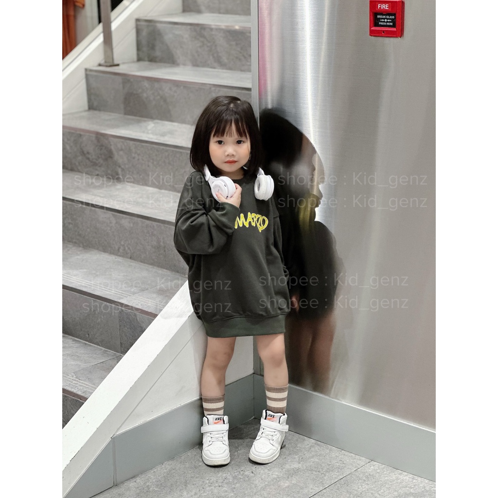 Áo nỉ sweater 13demazo x drew in ngực cho bé , áo cổ tròn trẻ em unisex , Kid_genZ