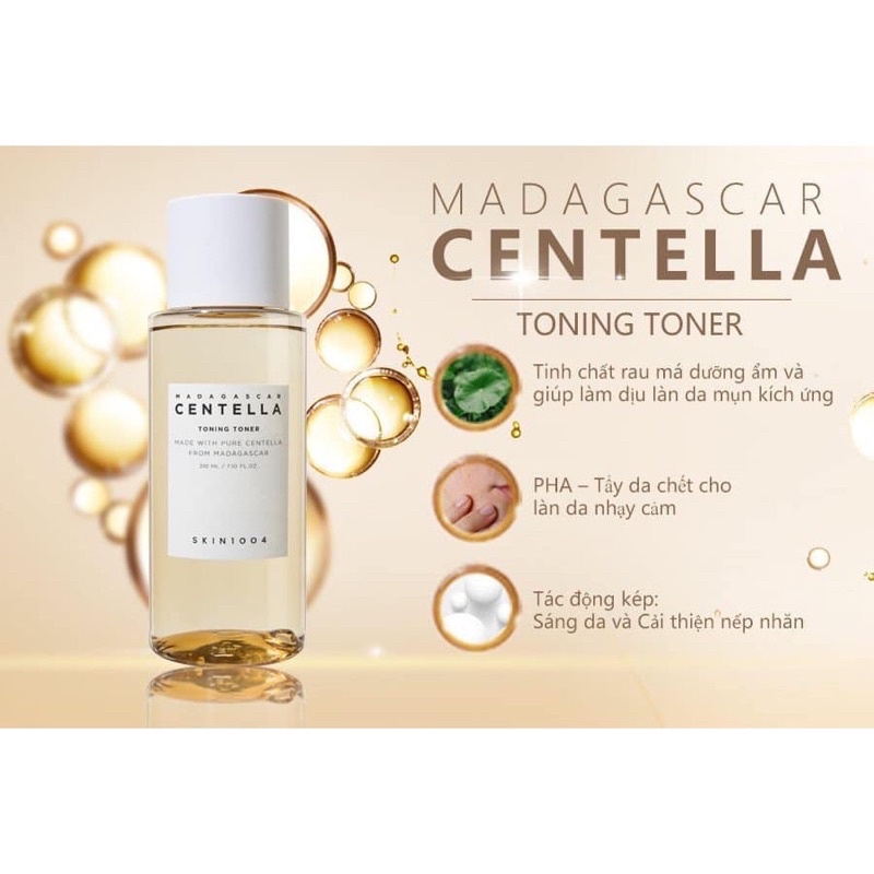 Tinh chất rau má (55ml) nước hoa hồng (210ml) làm dịu giảm mụn Skin1004 Madagascar Centella, Hàn Quốc