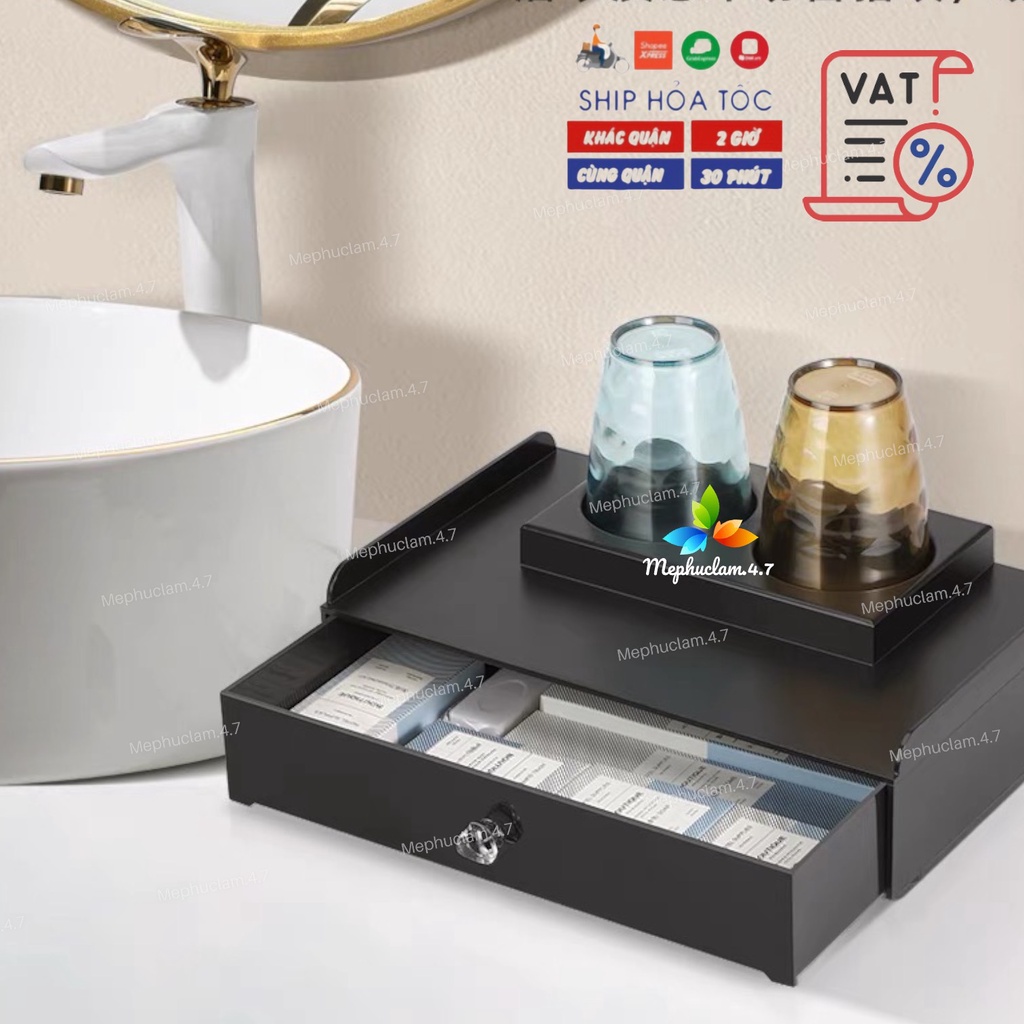 Khay Amenities khách sạn đựng bàn chải đánh răng, cốc đánh răng, chụp tóc, tăm bông, xà bông ,..dùng 1 lần Mephuclam.4.7