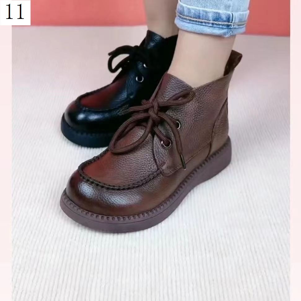 Giày Bốt Martin Da Thật Đế Mềm Cột Dây Thời Trang Thu Đông 2022