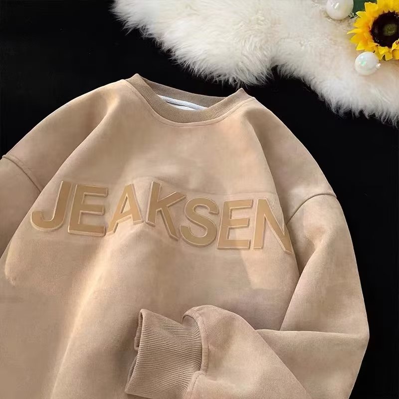 Áo Sweater Da Lộn Tay Dài Cổ Tròn 3 Màu Tùy Chọn Phong Cách Mỹ Thời Trang Thu Đông 2022 Cho Nam