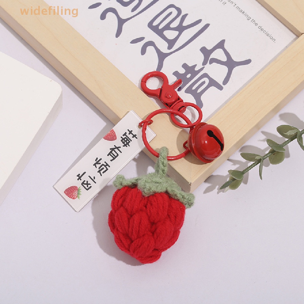 Widefiling Móc Khóa Dệt Kim Hình Trái Cây Quả Dâu / Cherry Quả Đào Quả Đào Quả Đào Dễ Thương Dành Cho Nữ