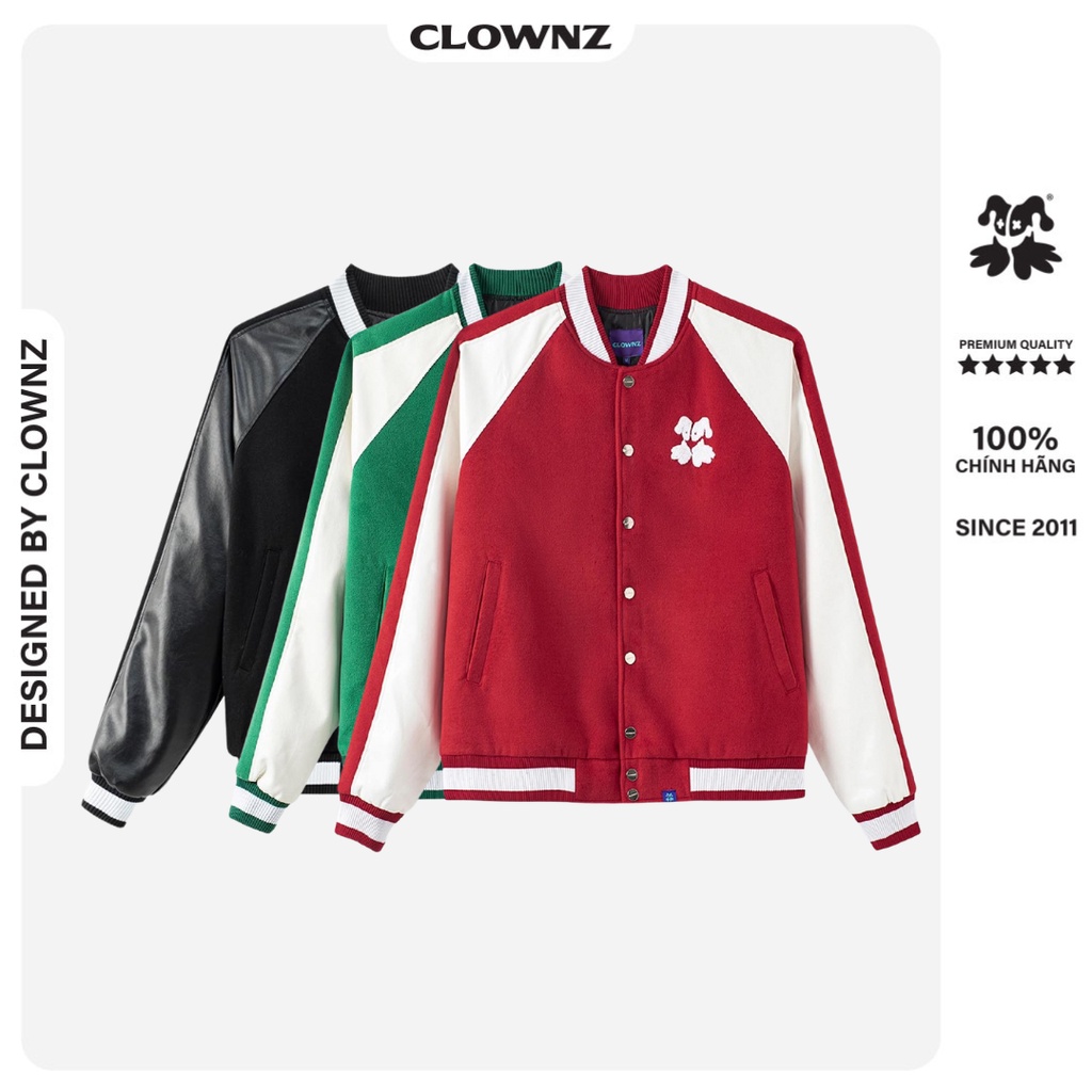 Áo khoác varsity jacket local brand Clownz Big Logo V2 unisex nam nữ, form rộng, nhiều màu