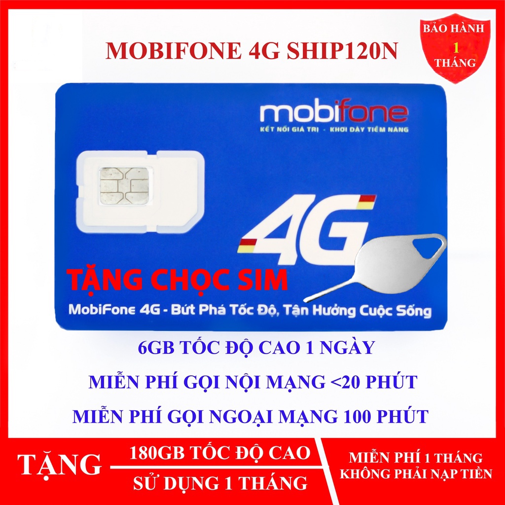 SIM MOBIFONE 4G SHIP120N 6GB/NGÀY, 100 PHÚT GỌI NGOẠI MẠNG, FREE GỌI NỘI MẠNG, ed60 umax50n cf60 sim 1 năm