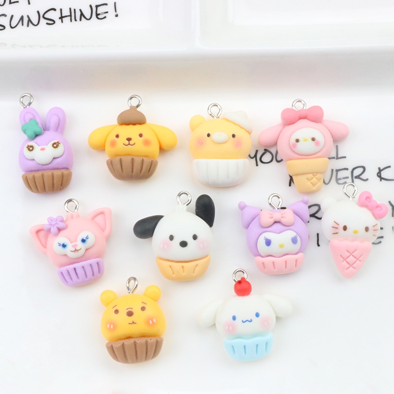Phụ Kiện Mặt Dây Chuyền / Móc Tai / Dây Chuyền Hình Bánh Cupcake Hoạt Hình Bằng Nhựa resin Thủ Công diy