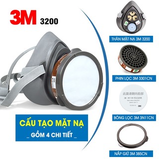 Mặt nạ phòng độc chống bụi 3M 3200 (phun thuốc sâu, phun sơn, chống khói độc & hóa chất)