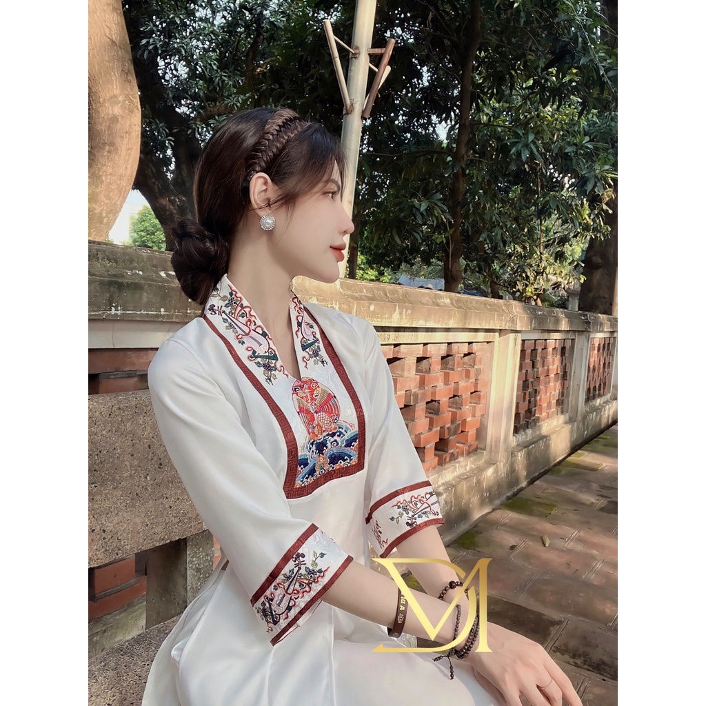 Đồ Lam Đi Chùa - Quần Áo Đi Lễ Chùa Bộ Lụa Trắng Họa Tiết Cao Cấp Trang Trọng