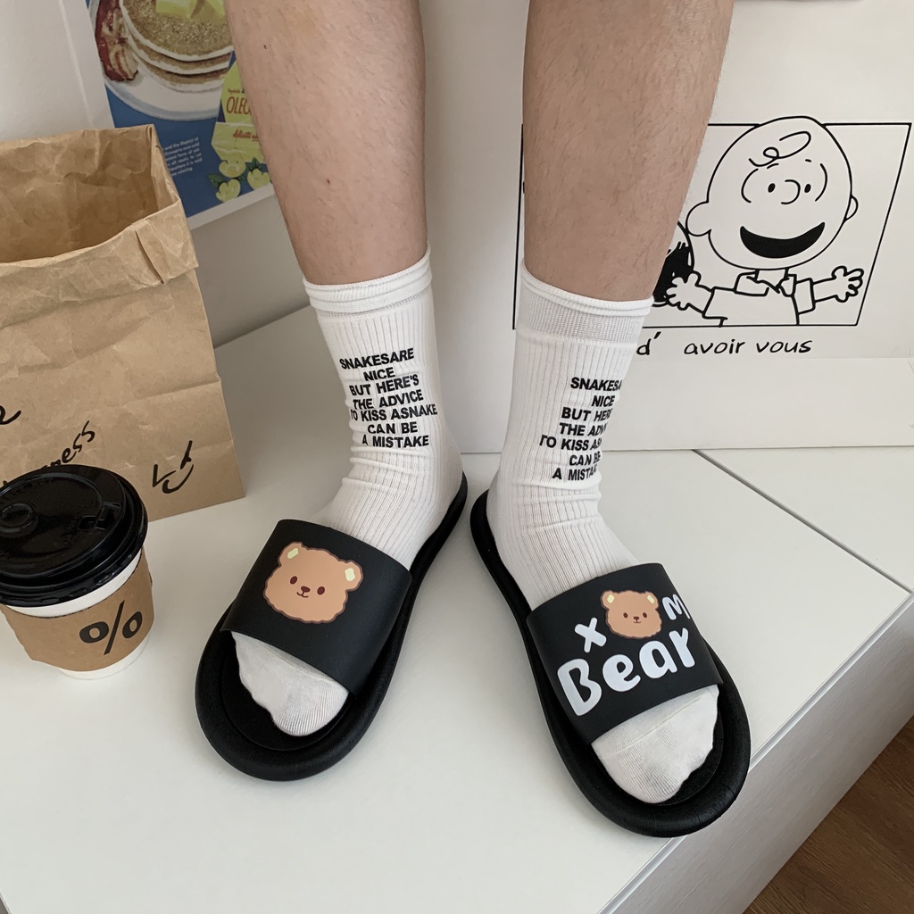 JY083- Q04 GẤU BEAR MỚI 2 Dép dế tròn chất cao su quai ngang dẻo mềm êm chân