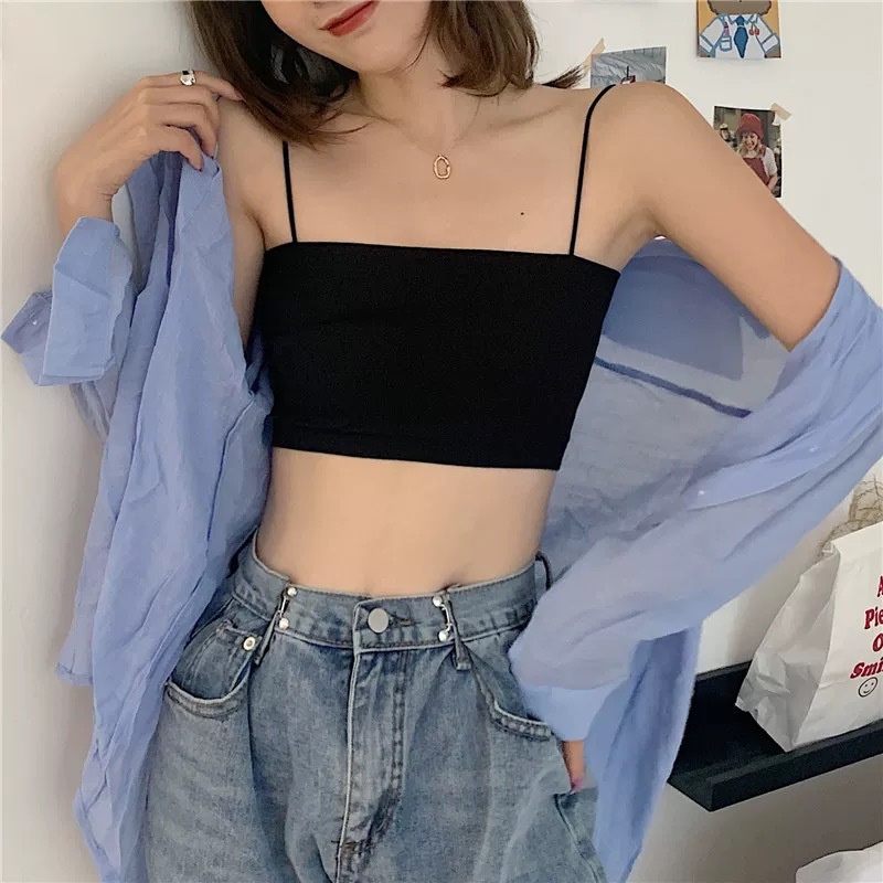 Áo bra 2 dây su kẻ sọc, mút mỏng chất thoáng mát, co dãn 4 chiều HLBOUTIQUE B017