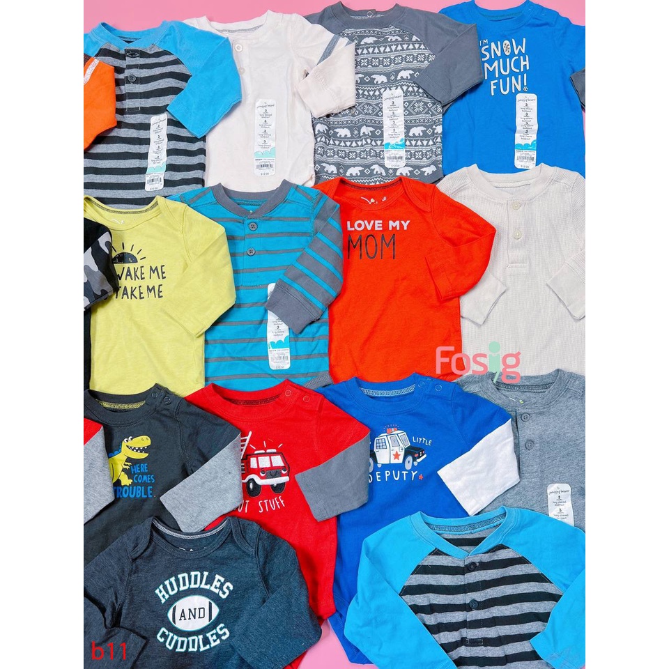 Bodysuit Tay Dài Bé Trai JB  - Xám Đậm Tay Sọc