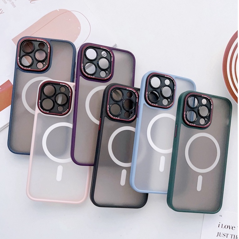 Ốp Điện Thoại Cứng + Nút Kim Loại Từ Tính Chống Dấu Vân Tay Chất Lượng Cao Cho iPhone 14 iPhone 14 plus 14 13 12 Pro Max