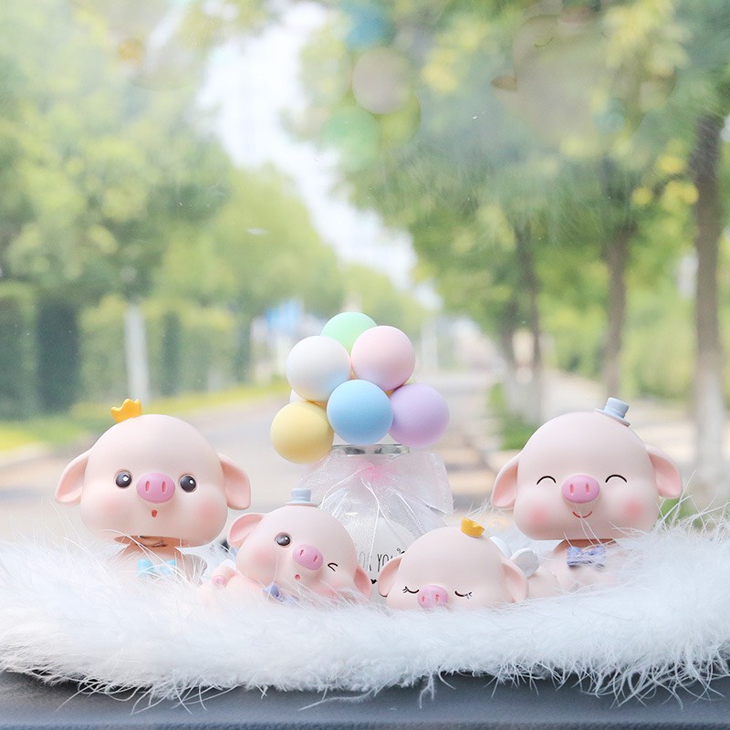 Trí Taplo ô Tô Set Heo Vui Vẻ Dễ Thương , Phụ Kiện Trang Trí Hơi , Xe Hơi, Bàn Làm Việc