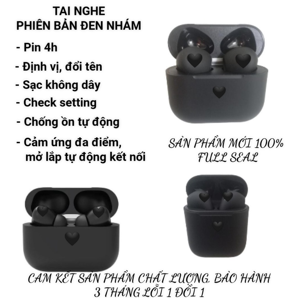 Tai nghe bluetooth phiên bản đen - Không dây, đổi tên, định vị, cảm ứng đa điểm bảo hành 3 tháng