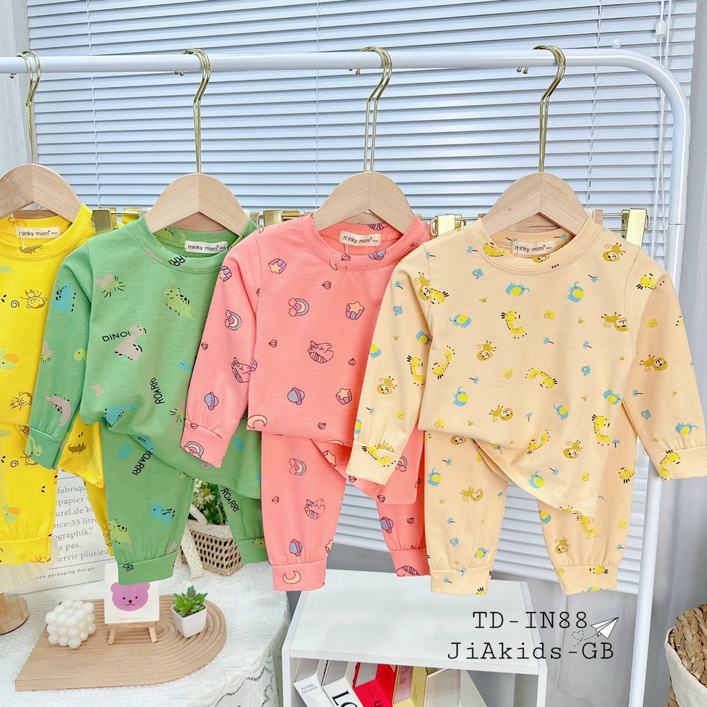 Bộ Dài Tay COTTON 100% MINKY MOM In Hình Toàn Thân Họa Tiết Dễ Thương Cho Bé TD-IN88