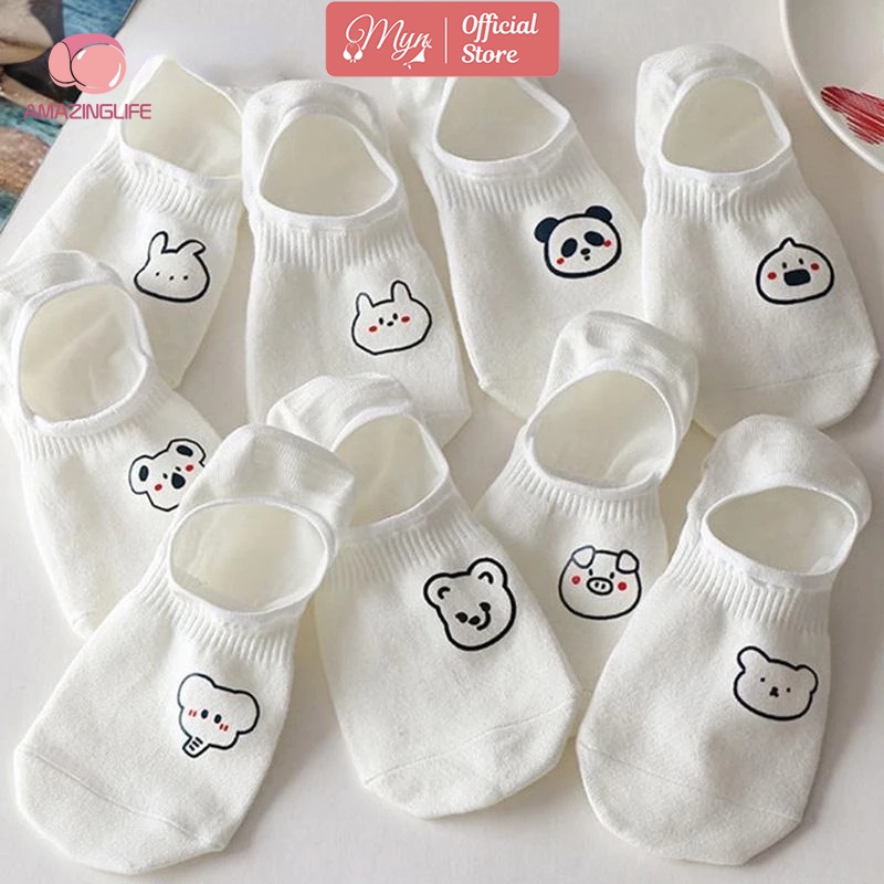 Tất hài trắng T782 hoạ tiết hình dễ thương, phong cách cá tính MYN_UNDERWEAR