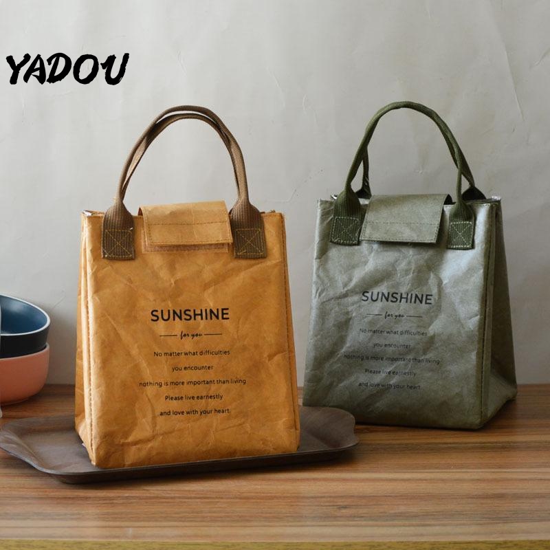Túi tote YADOU bằng giấy cứng xếp nếp độc đáo chống nước chống dầu giữ ấm tiện lợi