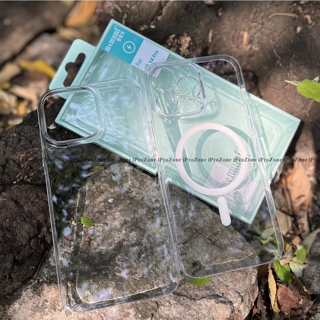 Ốp lưng trong siêu mỏng Memumi Clear Case With Magnetic IPhone 15 Pro Max , 14 Plus , 13 Pro Max .Hỗ trợ sạc không dây