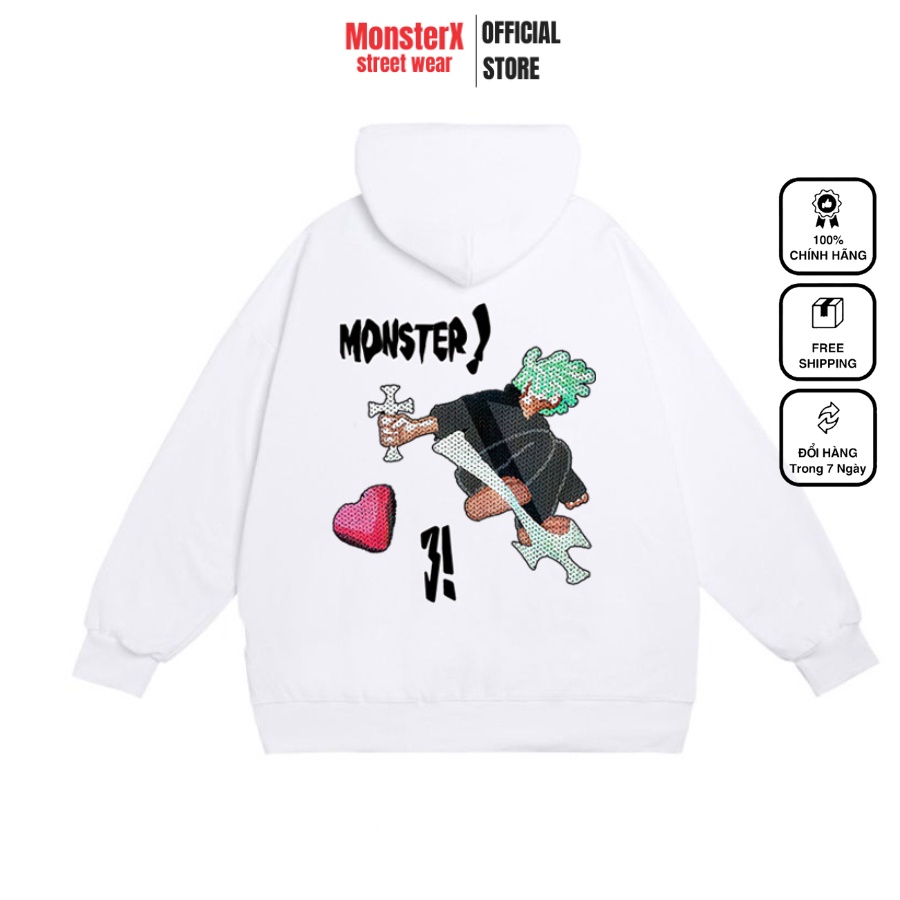 Áo hoodie nỉ bông Monster X Street Ván Trượt 3! nam nữ form rộng thu đông Local Brand