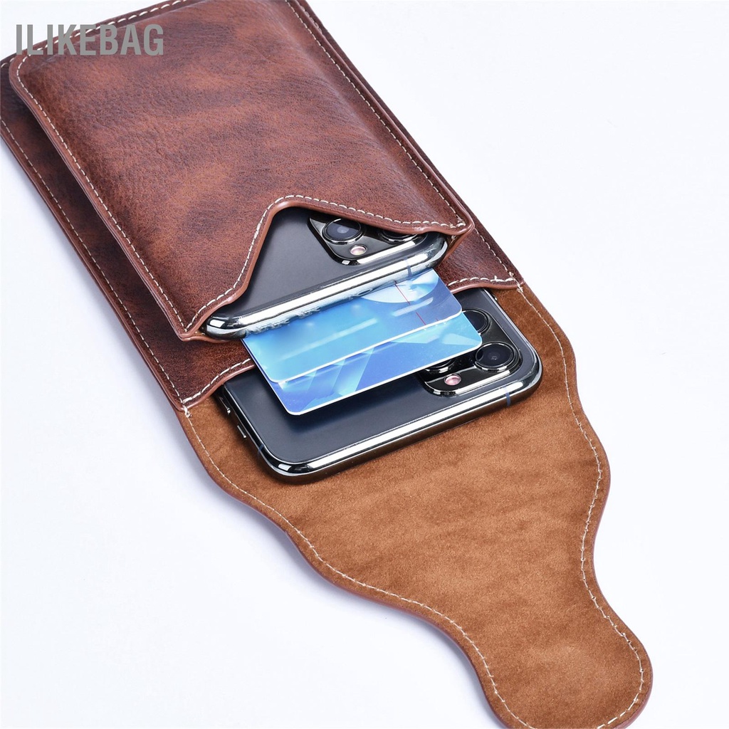 Có thể bán buôn Túi đựng điện thoại di động Nam Da PU đeo thắt lưng để đi du lịch leo núi ngoài trời Ilikebag Hàng giao ngay