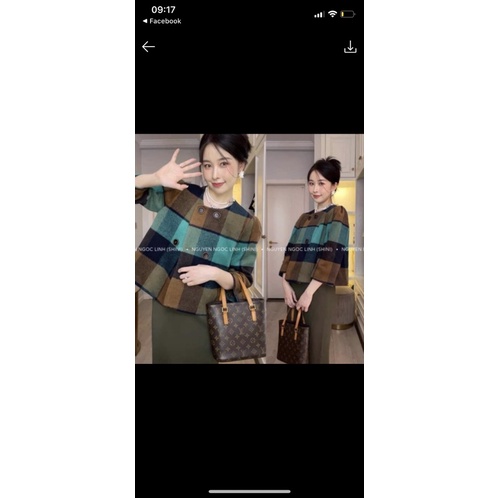 Áo khoác kẻ caro dạ Ju Seok Kyung