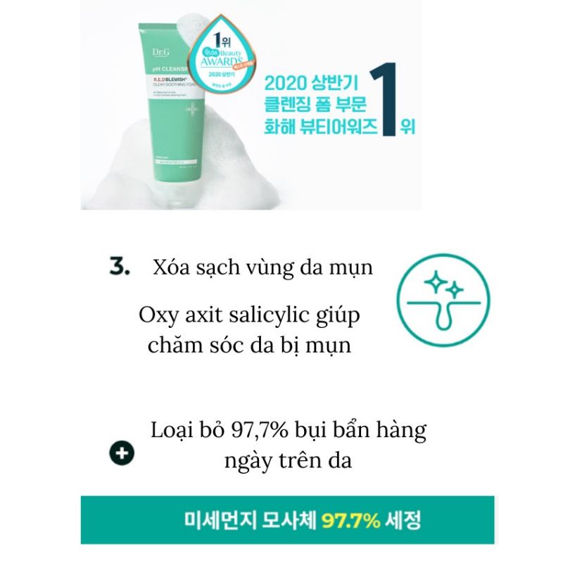 Sữa Rửa Mặt Dr.G pH Cleansing R.e.d Blemish Clear Soothing Foam 30ml