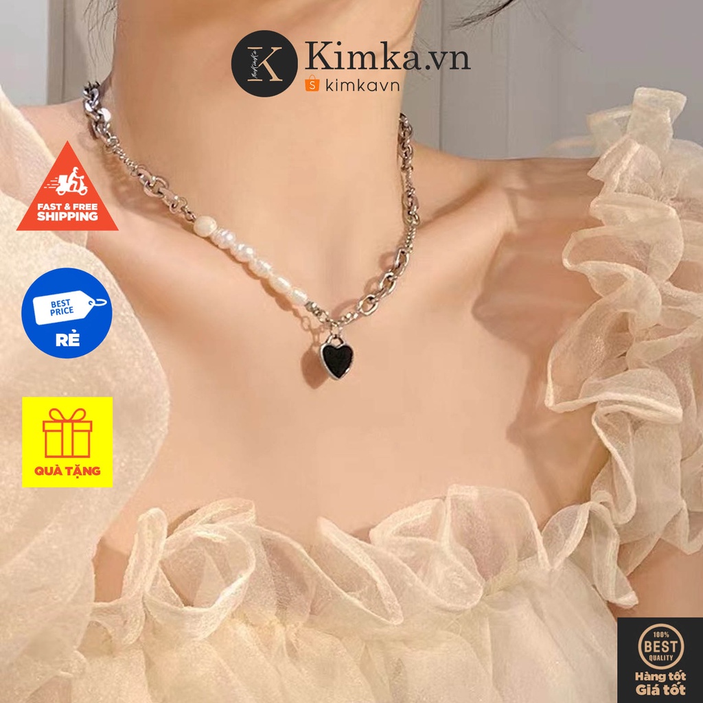 (0840) Vòng Cổ Xích Ngọc Mặt Tim Nữ Tính