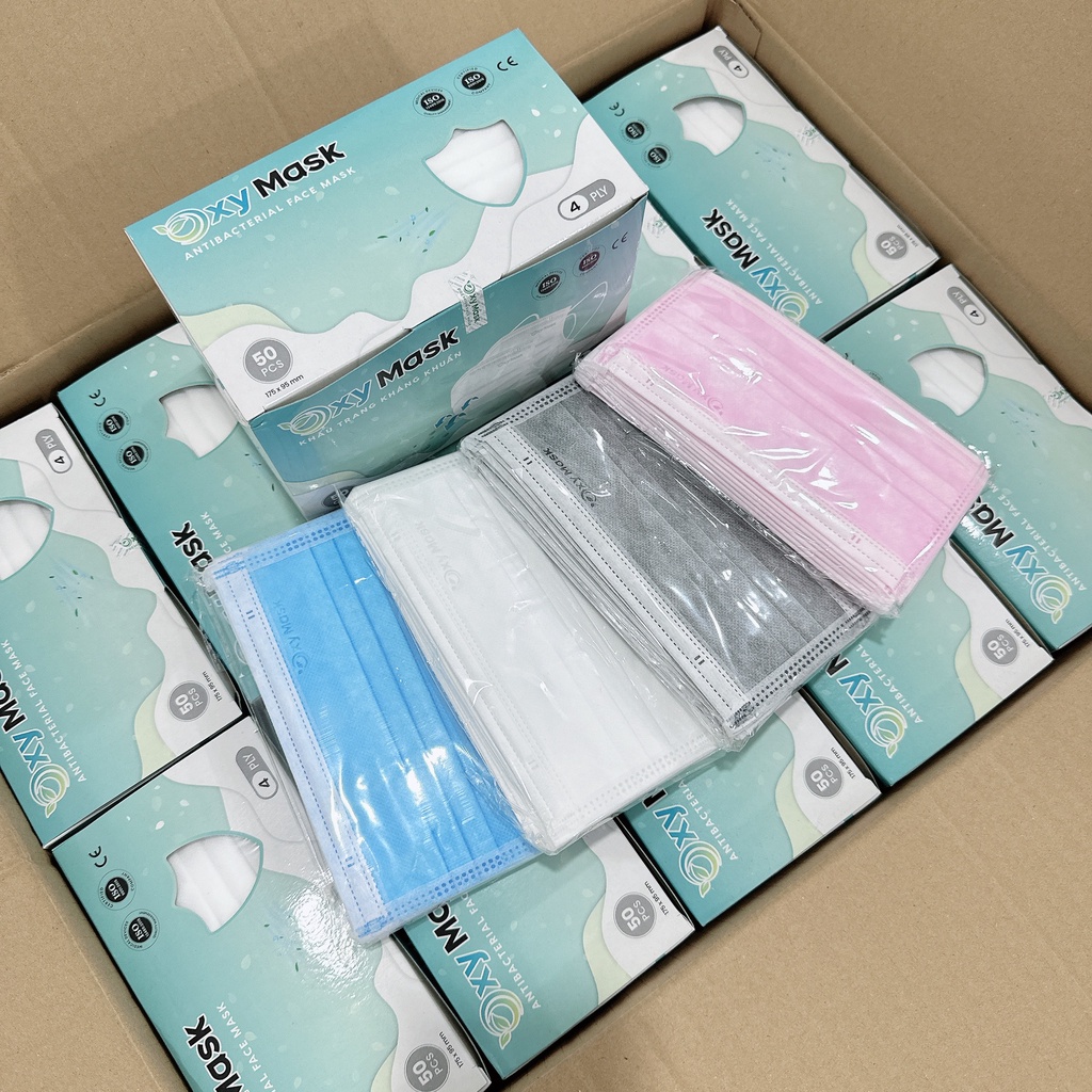 Khẩu trang y tế 4 lớp Oxy Mask Giấy kháng khuẩn chính hãng AN TÂM - Hộp 50 cái