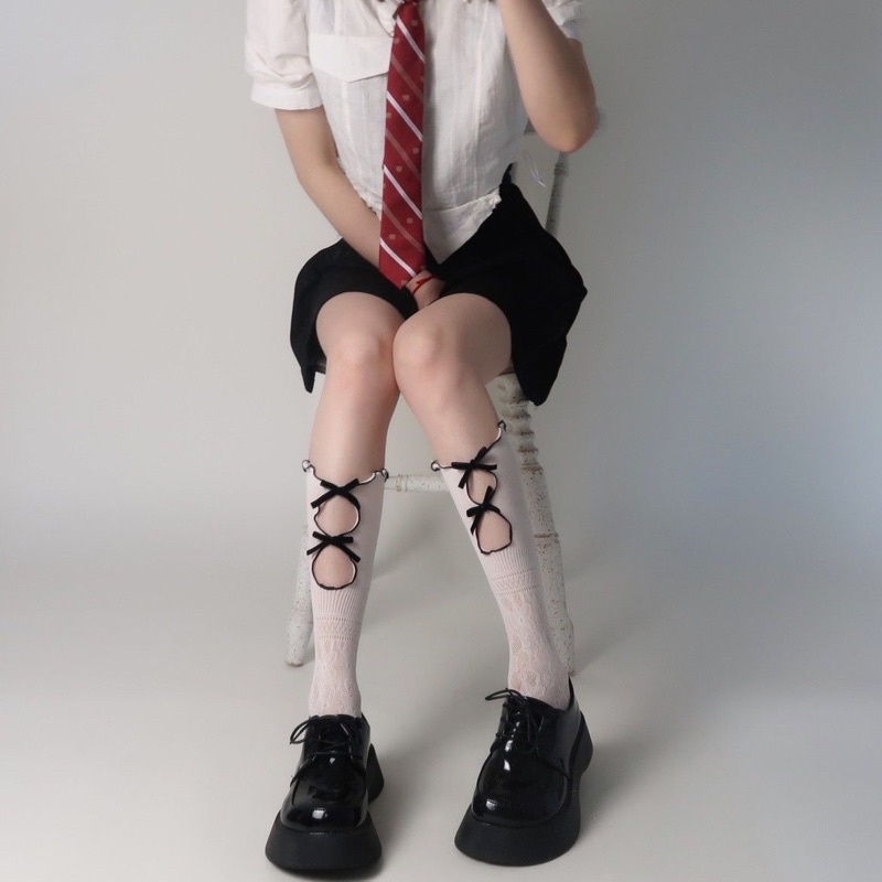 VỚ REN LƯỚI HAI LỚP ĐÍNH NƠ NGỌT NGÀO CÁ TÍNH CHO NỮ SINH, PHÙ HỢP COSPLAY