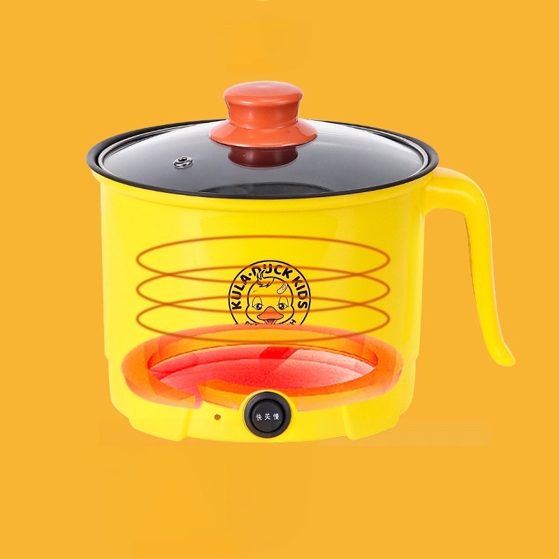 Nồi Lẩu Điện Mini Vịt Vàng 2 Tầng Đa Năng Cháo, Chiên, Xào, Nấu Cơm Lẩu, Dung Tích 1,8l- Nồi Lẩu Mini