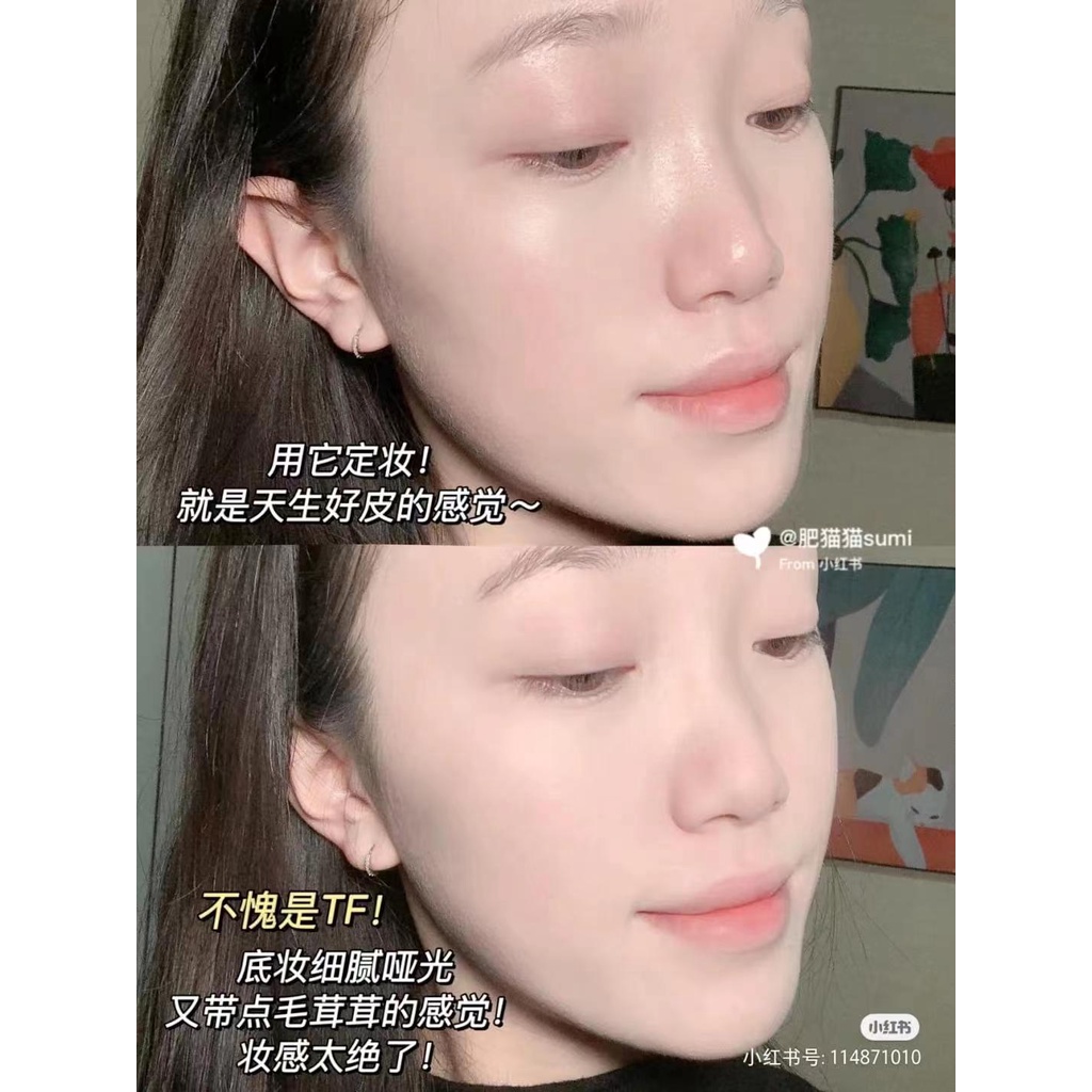 Phong Cách Mới!Phấn Phủ Dạng Bột Nén tom / tf snow skin 9g Trong Suốt Kèm Cọ Trang Điểm