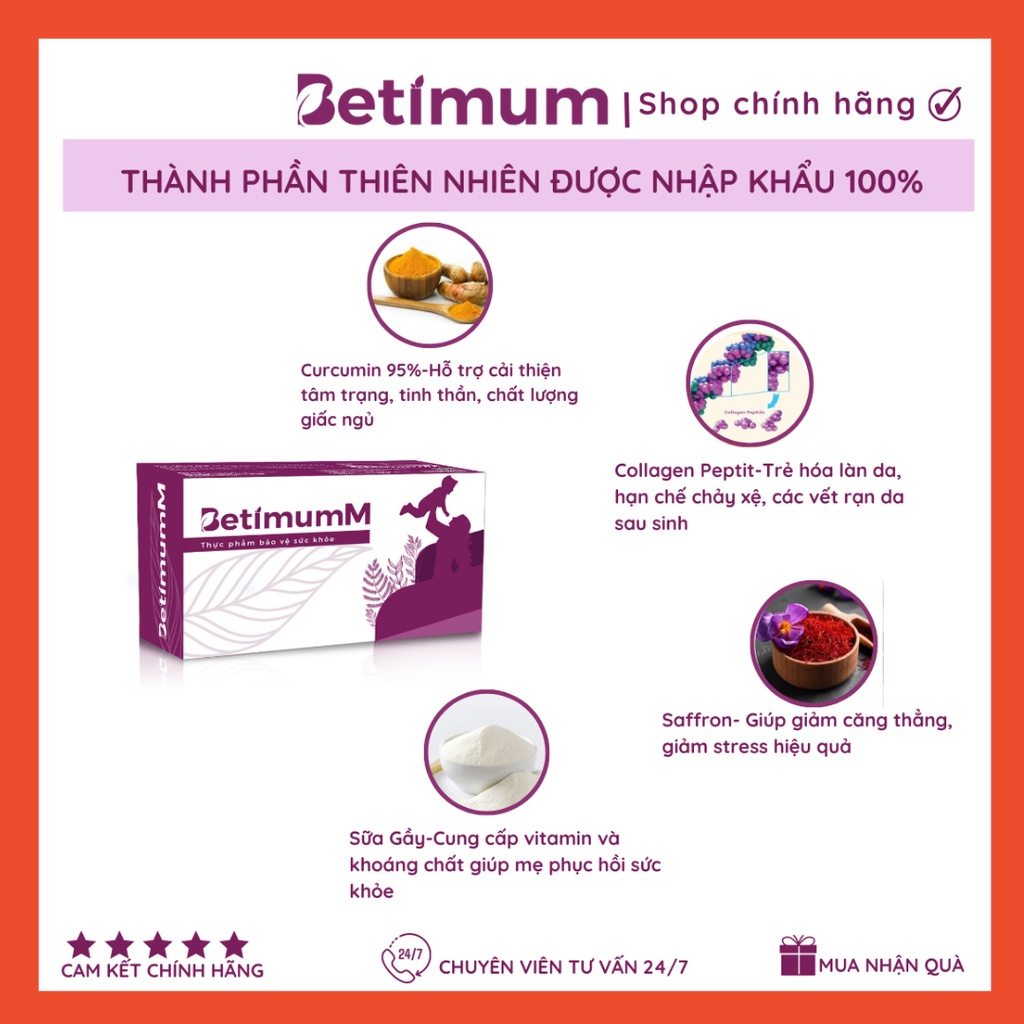 BETIMUM CHÍNH HÃNG - Viên uống Vitamin Cốm Ngũ Cốc Lợi Sữa Cỏ Cà Ri Fenugree