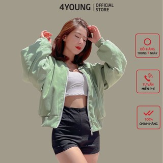 Áo khoác boomber croptop da lộn 2 lớp freesize 65kg
