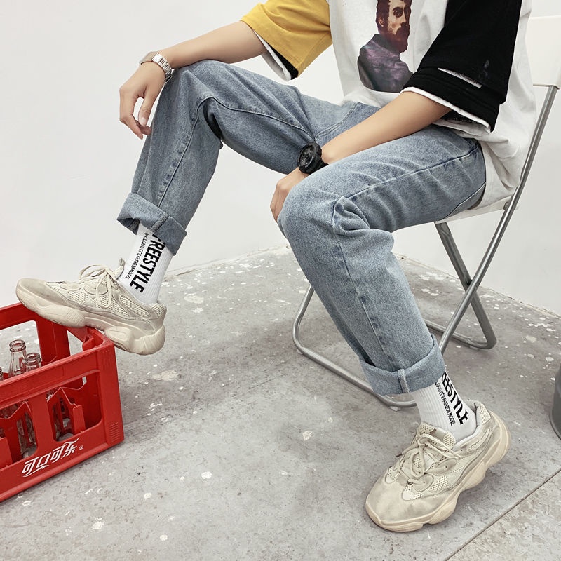 Quần Ống Rộng Quần Baggy Nam Ống Đứng Phong Cách Hàn Quốc Chất Vải Jean Mềm Xanh Nhạt Sky Tại Gen Z Store