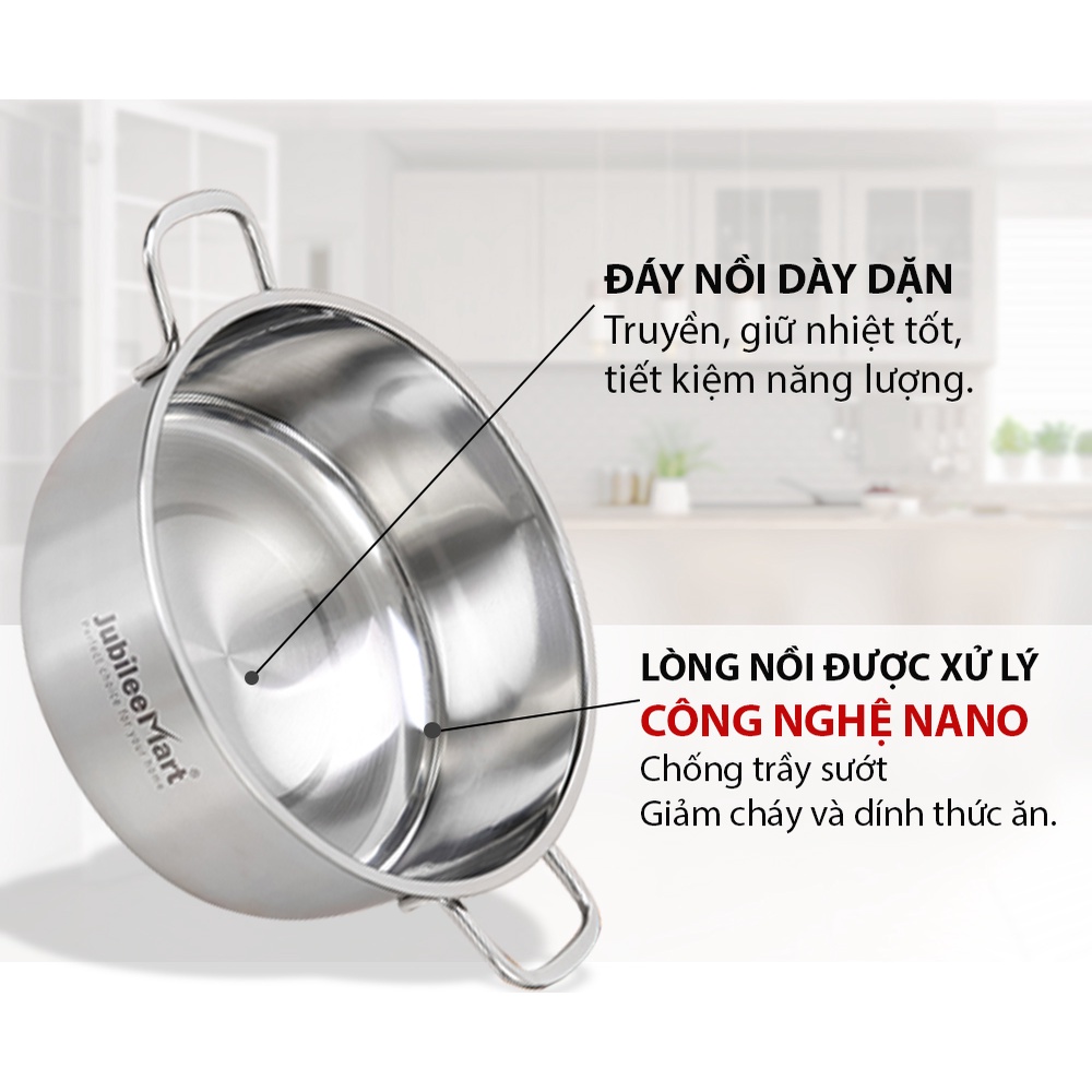 DÙNG ĐƯỢC BẾP TỪ Bộ Nồi Inox 430 Cao Cấp Jubilee Mart, Bộ Nồi Inox Mini Không Kén Bếp, Nồi Inox Giá Rẻ cho mọi gia đình