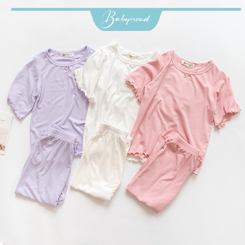 BABEPROUD Đồ ngủ pijama thời trang mùa hè Hàn Quốc cá tính cho bé gái 1-7 tuổi